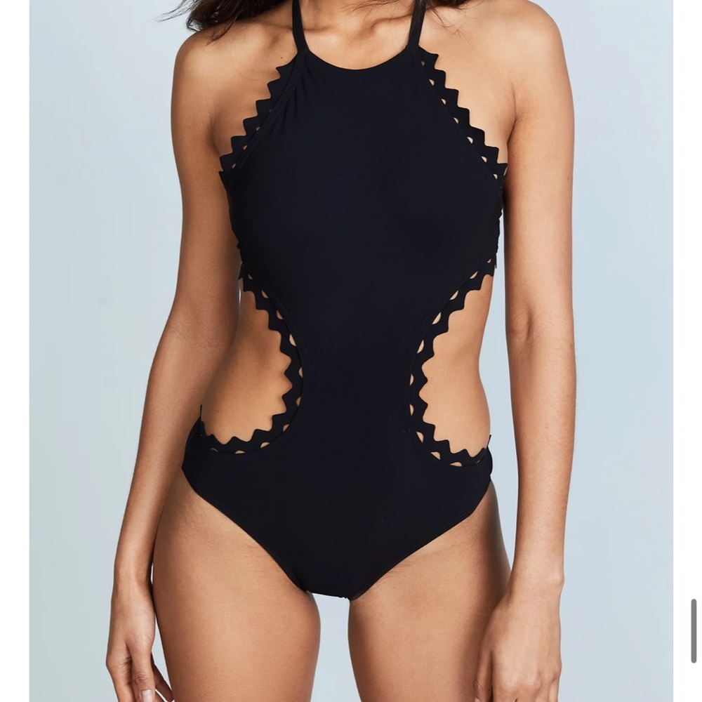Karla Colletto Rick Rack Halter Monokini black UK size 8 us size 4